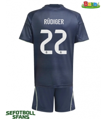 Real Madrid Antonio Rudiger #22 Bortaställ Barn 2025-26 Kortärmad (+ Korta byxor)
